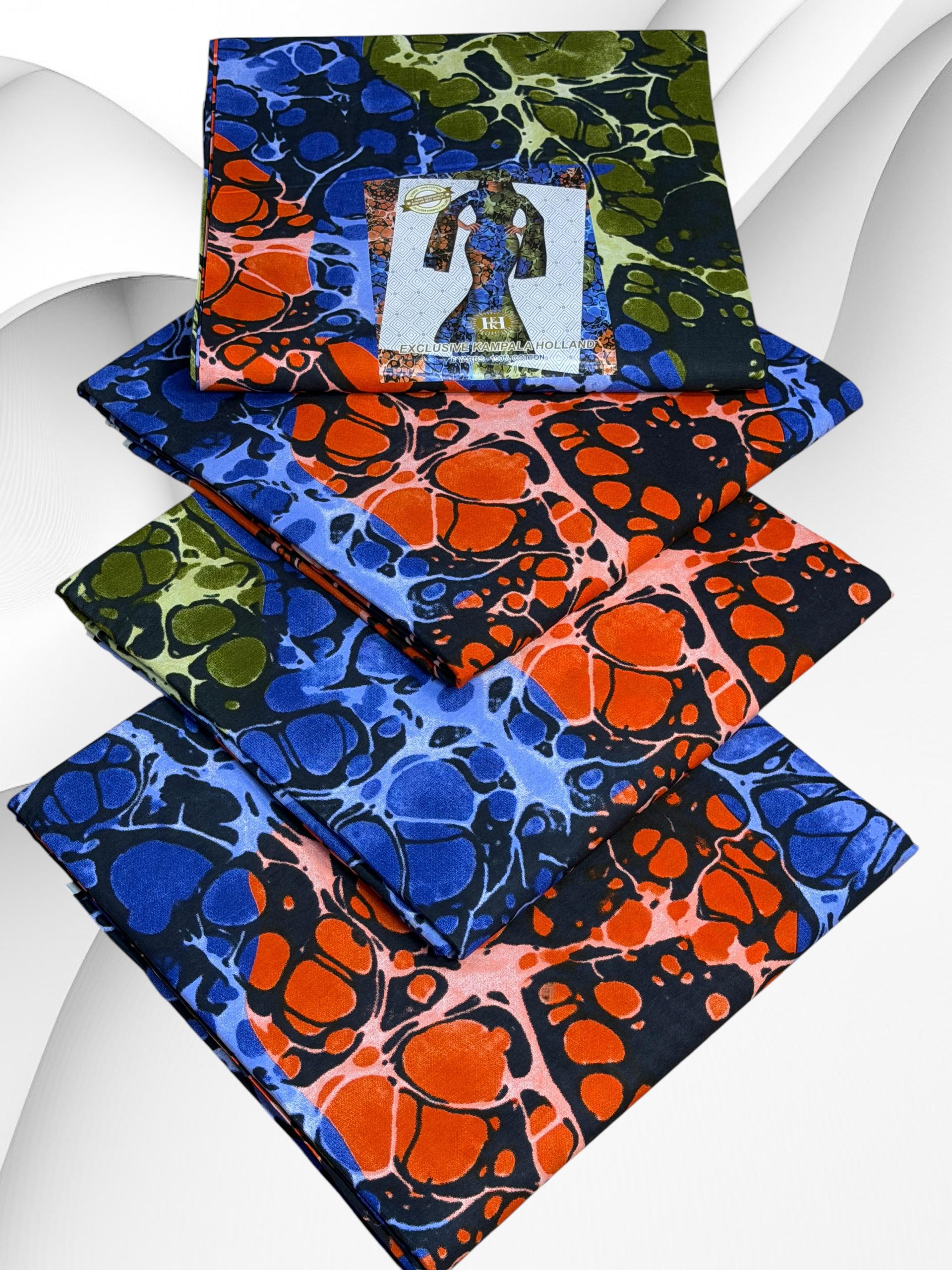 Exclusive Kampala Holland Wax Fabric – Multicolor (6 Yards)